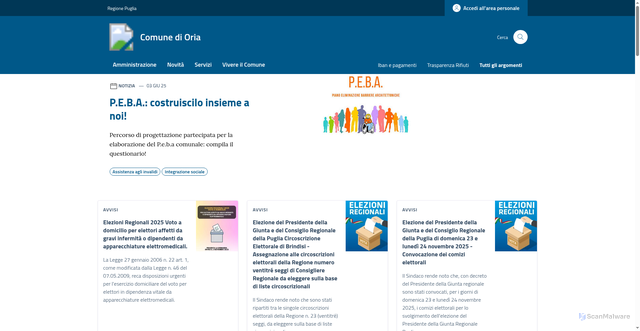Security scan screenshot of https://comune.oria.br.it/