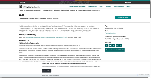 Security scan screenshot of https://www.preventionweb.net/understanding-disaster-risk/terminology/hips/mh0404