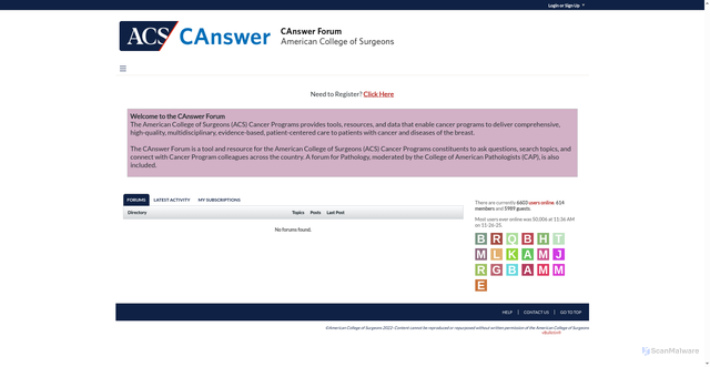 Security scan screenshot of https://cancerbulletin.facs.org