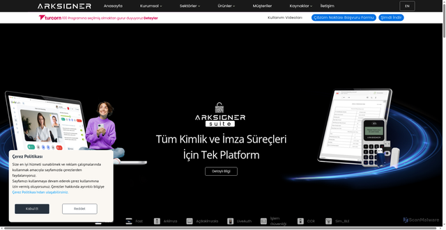 Security scan screenshot of arksigner.com