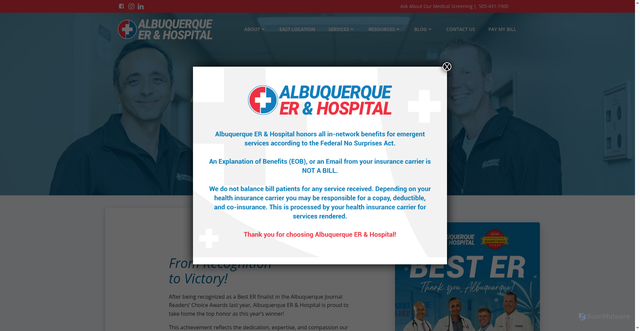 Security scan screenshot of https://abqhospital.com/