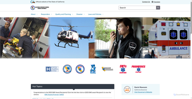 Security scan screenshot of https://emsa.ca.gov