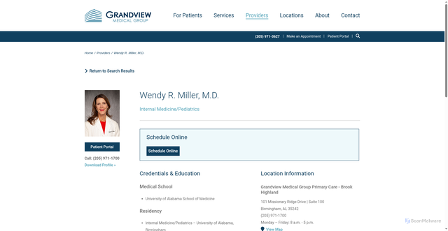 Security scan screenshot of https://www.grandviewmedicalgroup.com/doctors-providers/miller-wendy-rebecca-md-9090