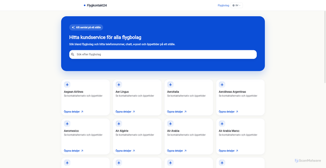 Security scan screenshot of https://flygkontakt24.se
