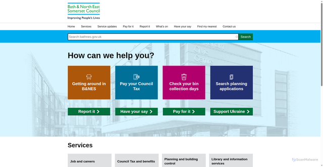 Security scan screenshot of http://www.bathnes.gov.uk