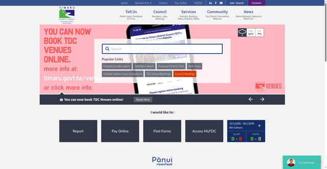 Security scan screenshot of https://www.timaru.govt.nz/home