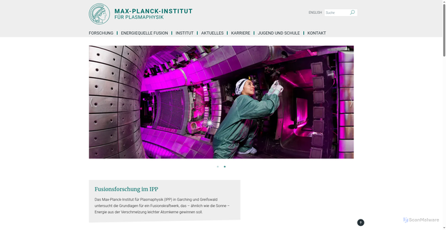 Security scan screenshot of https://www.ipp.mpg.de/