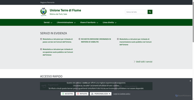 Security scan screenshot of https://www.unioneterredifiume.it/it-it/home
