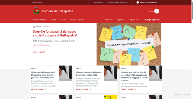 Security scan screenshot of https://www.comune.buttapietra.vr.it/