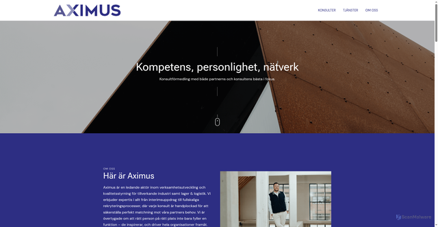 Security scan screenshot of https://aximus.se