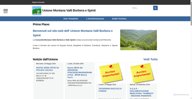 Security scan screenshot of https://www.unionevalliborberaespinti.it