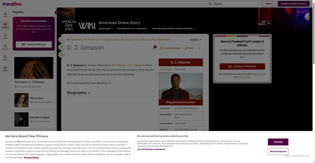 Security scan screenshot of https://americancrimestory.fandom.com/wiki/O._J._Simpson
