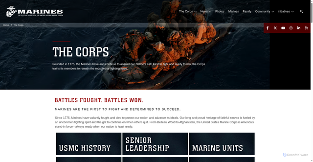 Security scan screenshot of https://www.marines.mil/The-Corps/