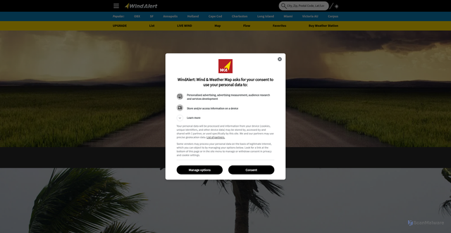 Security scan screenshot of https://windalert.com