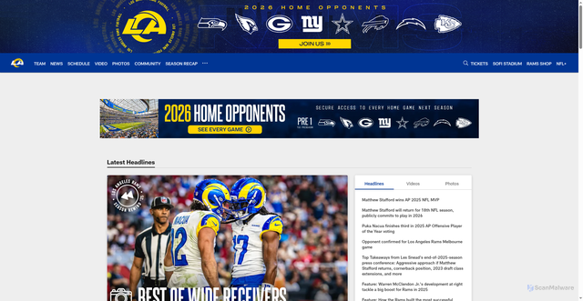 Security scan screenshot of https://therams.com