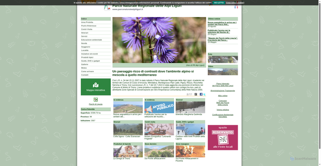 Security scan screenshot of https://www.parks.it/parco.alpi.liguri/