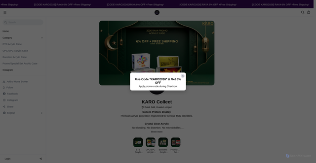 Security scan screenshot of http://karocollect.com/