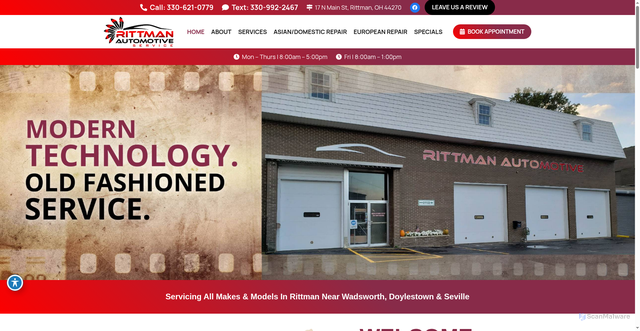 Security scan screenshot of https://rittmanautomotive.com/