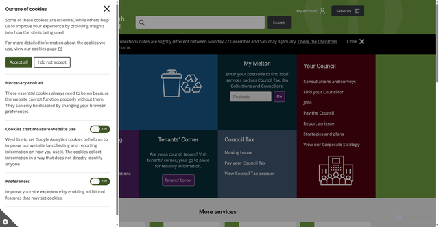 Security scan screenshot of https://www.melton.gov.uk:443/