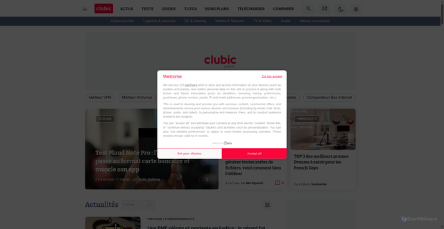 Security scan screenshot of https://clubic.com