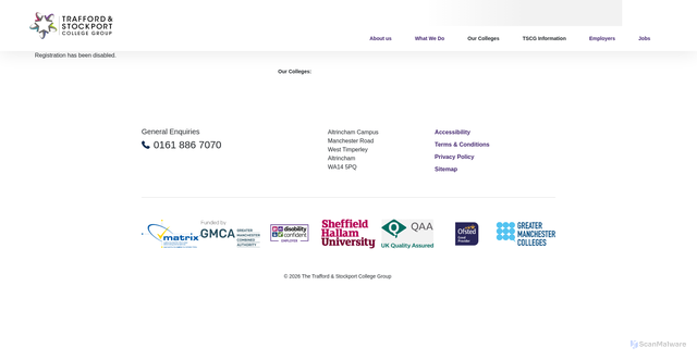 Security scan screenshot of http://www.stockport.ac.uk