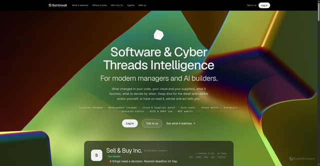 Security scan screenshot of https://sentiwall.com/