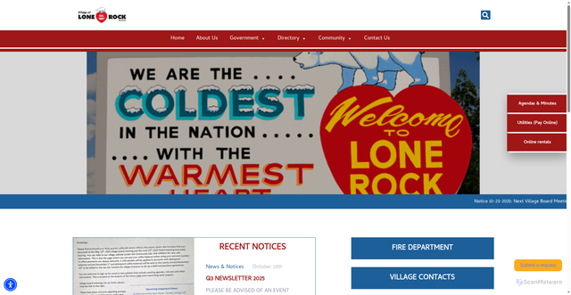 Security scan screenshot of https://villageoflonerock-wi.gov/