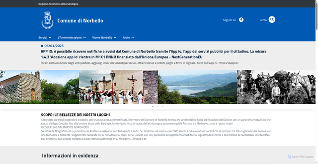 Security scan screenshot of https://www.comune.norbello.or.it/
