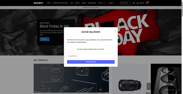 Security scan screenshot of https://www.sony.se/