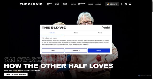 Security scan screenshot of https://oldvictheatre.com