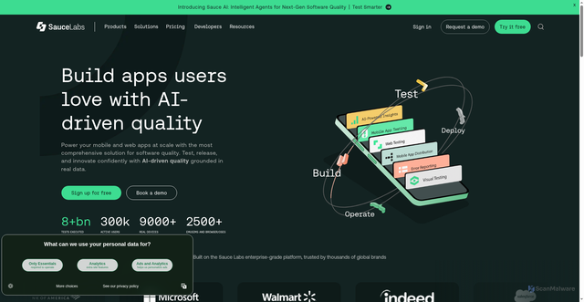 Security scan screenshot of https://saucelabs.com