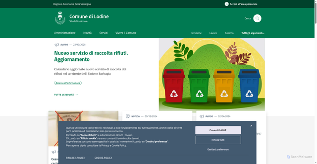 Security scan screenshot of https://comune.lodine.nu.it/