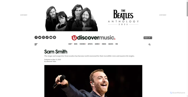 Security scan screenshot of https://www.udiscovermusic.com/artist/sam-smith/