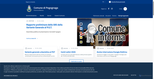 Security scan screenshot of https://www.comune.pegognaga.mn.it