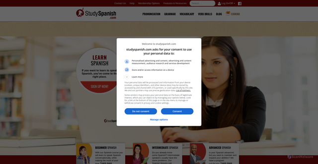 Security scan screenshot of https://studyspanish.com