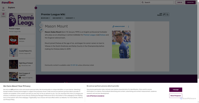 Security scan screenshot of https://premier-league.fandom.com/wiki/Mason_Mount