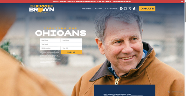 Security scan screenshot of https://www.sherrodbrown.com/