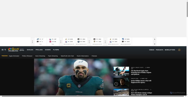 Security scan screenshot of https://nbcsportsphiladelphia.com
