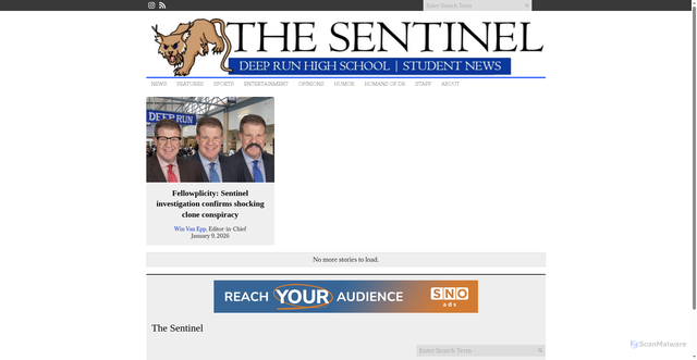 Security scan screenshot of https://deeprunsentinelonline.org/category/humor/