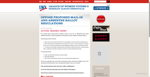 Security scan screenshot of https://www.lwvbae.org/league-news/oppose-proposed-mail-in-and-absentee-ballot-regulations/