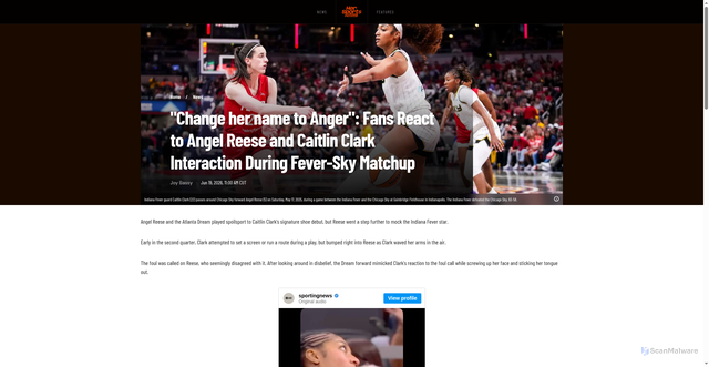 Security scan screenshot of https://www.hersportsnation.com/news/change-her-name-to-anger-fans-react-to-angel-reese-and-caitlin-clark-interaction-during-fever-sky-matchup/