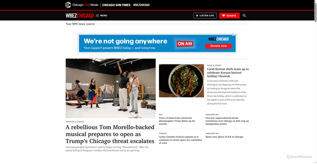 Security scan screenshot of https://www.wbez.org/