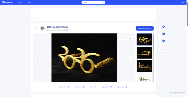 Security scan screenshot of https://www.thingiverse.com/thing:7250907