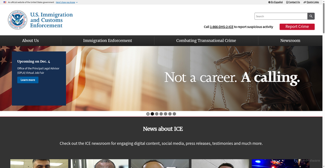 Security scan screenshot of https://ice.gov/
