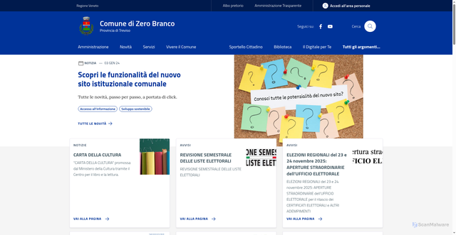 Security scan screenshot of https://www.comune.zerobranco.tv.it/