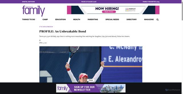 Security scan screenshot of https://cincinnatifamilymagazine.com/profile-an-unbreakable-bond/