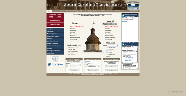 Security scan screenshot of https://www.scstatehouse.gov/
