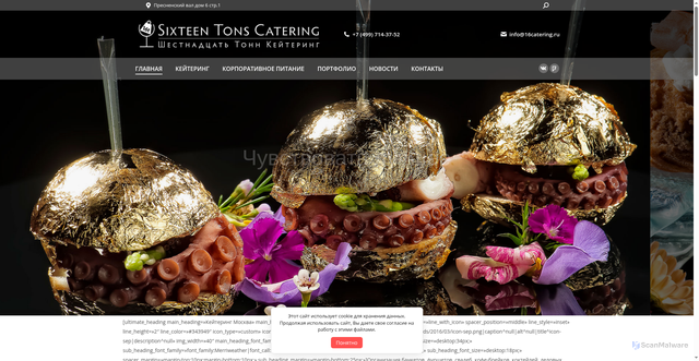 Security scan screenshot of https://16catering.ru/
