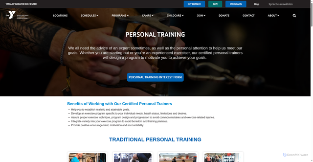 Security scan screenshot of https://rochesterymca.org/personal-training