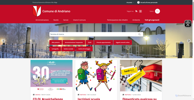 Security scan screenshot of https://www.gemeinde.andrian.bz.it/it